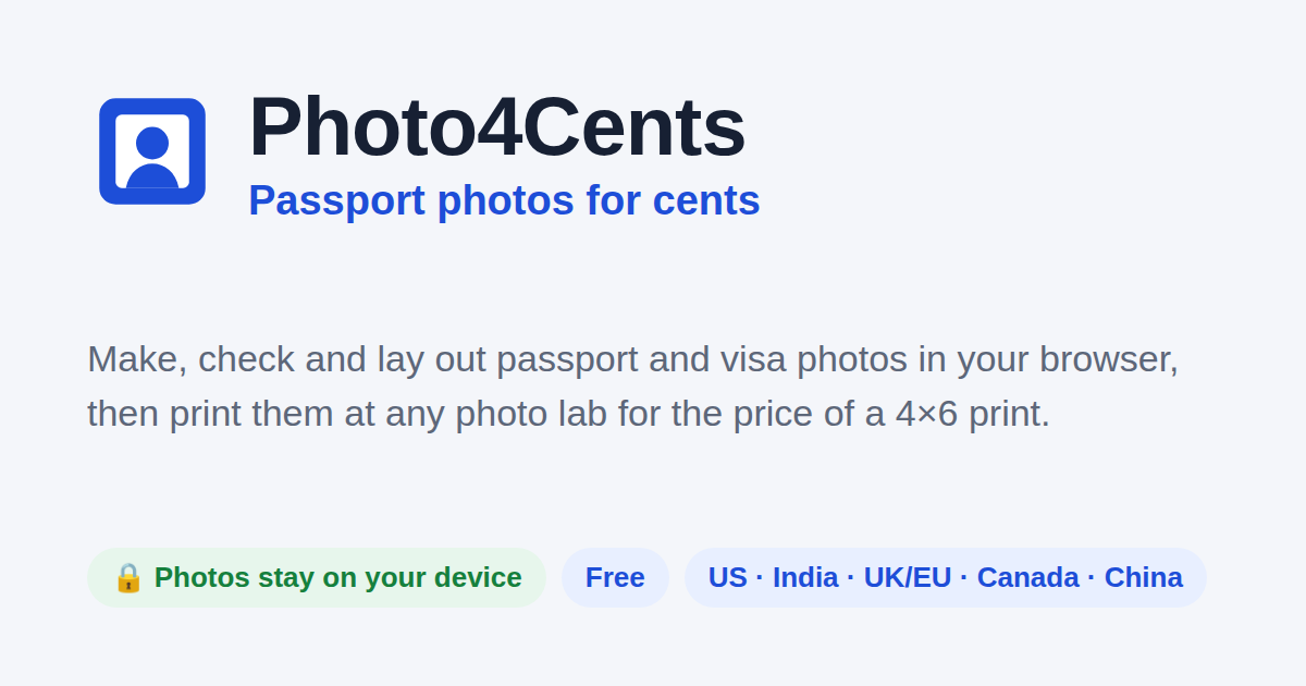 I built passport photo editor that runs in your browser.